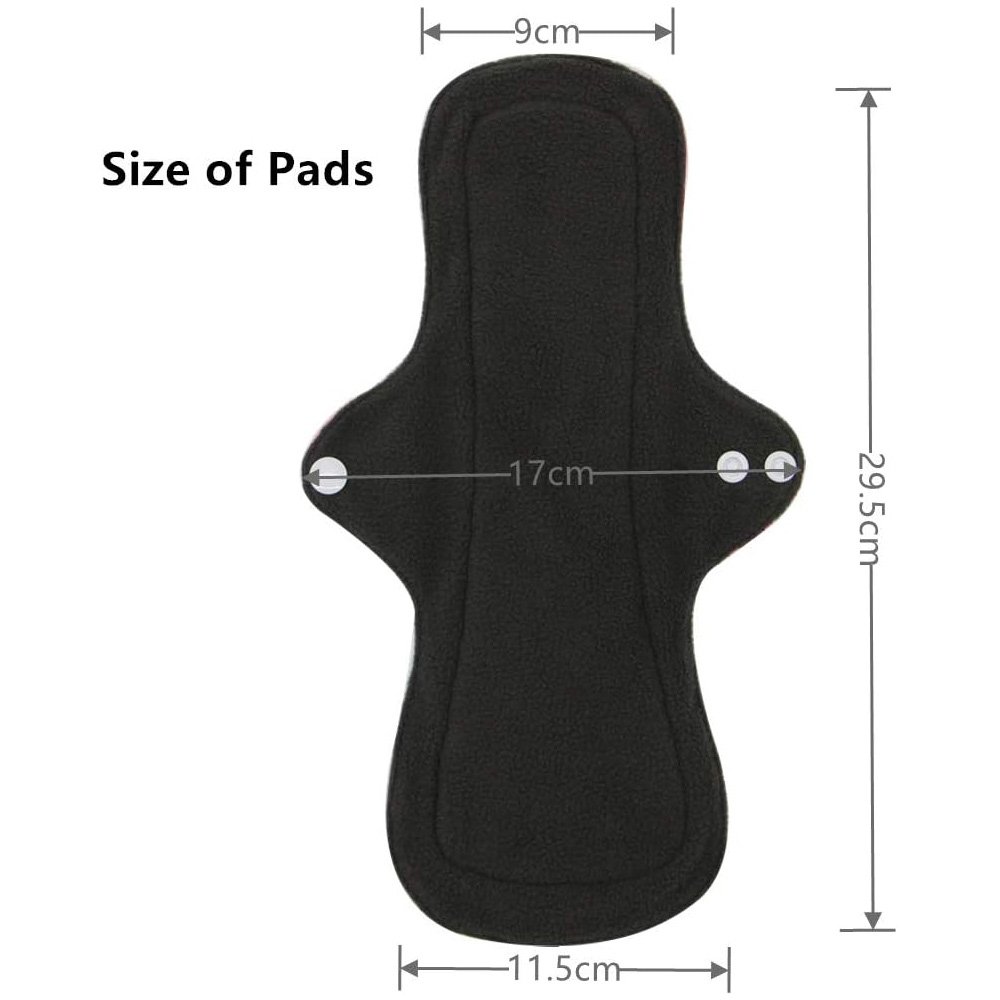 Reusable Waterproof Bamboo Charcoal Menstrual Pads Regular Flow Washable Panty Liner Mama Cloth Sanitary Napkins (In Stock)