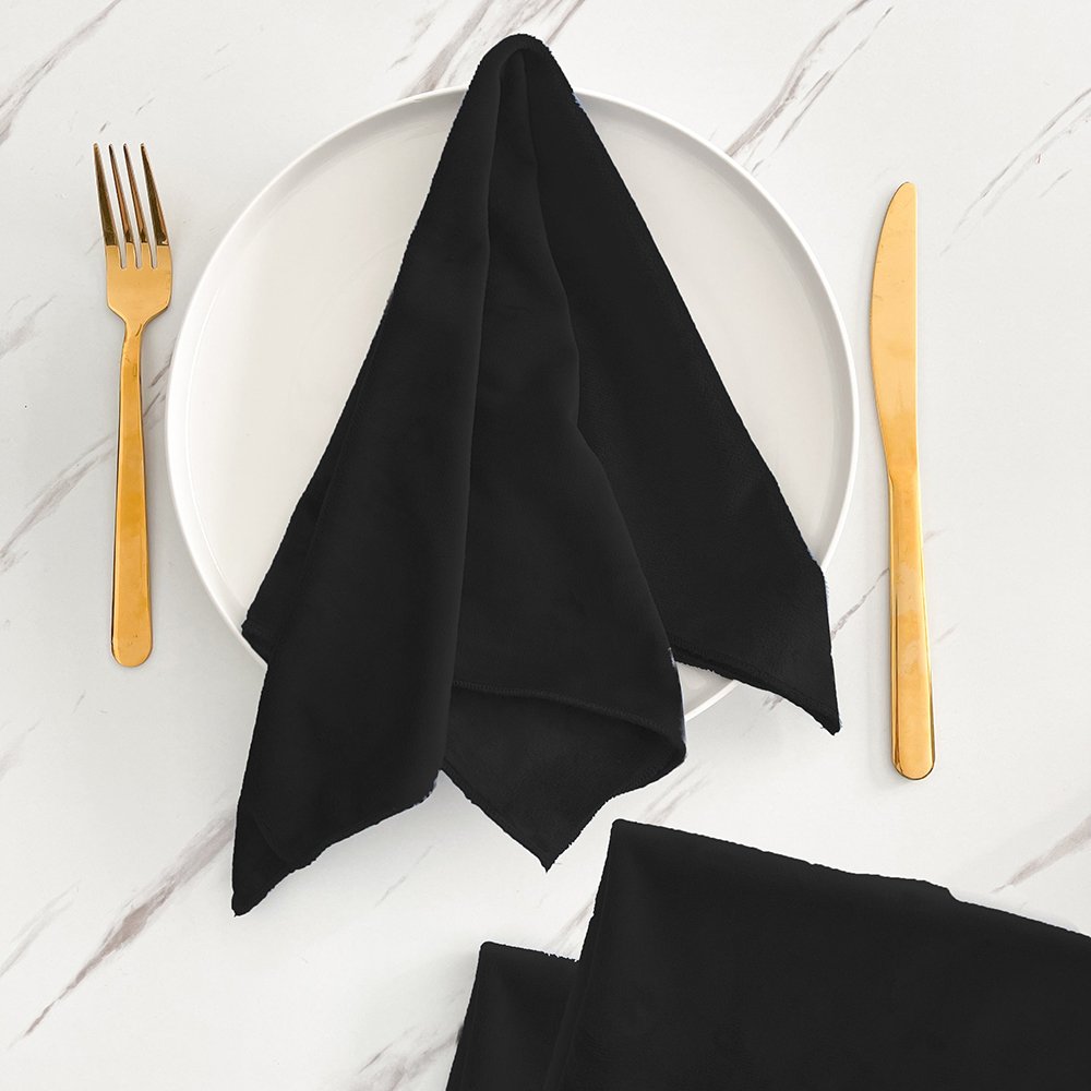Silky soft High Quality Velvet linen napkins for wedding custom size Embroidered edge flannel cloth linen napkins placemat