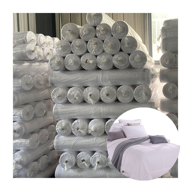 Manufacturer Hotel Bed Sheets Textile Fabrics Bleached Cheap White Polyester Fabric Roll For Making Bed Sheet Pillow