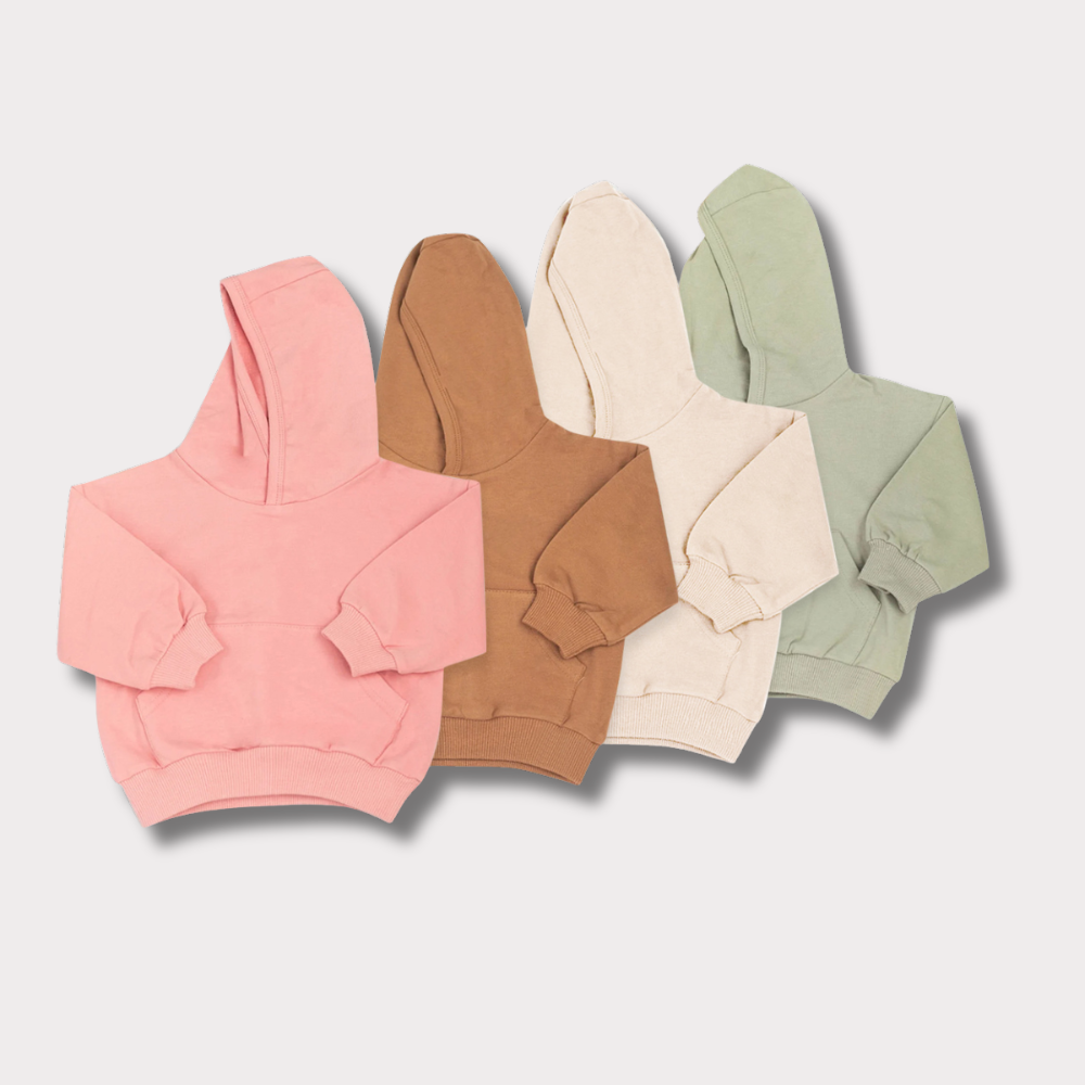 Custom Logo Kangaroo Pocket Hoodies for Boys & Girls Long Sleeve Baby Sweatshirts & Hoodies Knitted Fabric Children's Clothing