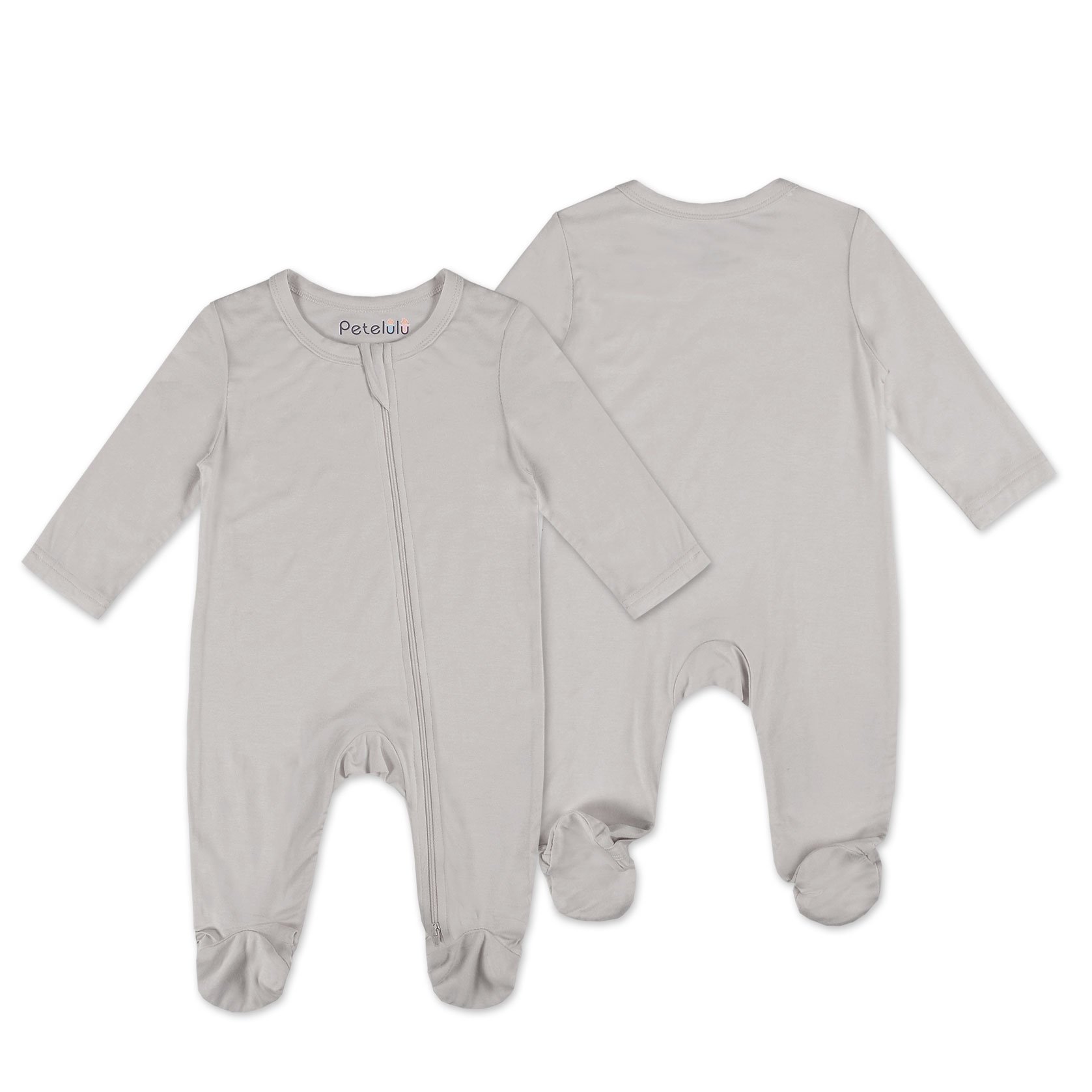Spandex Fiber Baby Footed Romper Wholesale Bamboo Zipper Organic Bamboo Long Sleeve Spring Full Unisex Infant Custom Solid Color