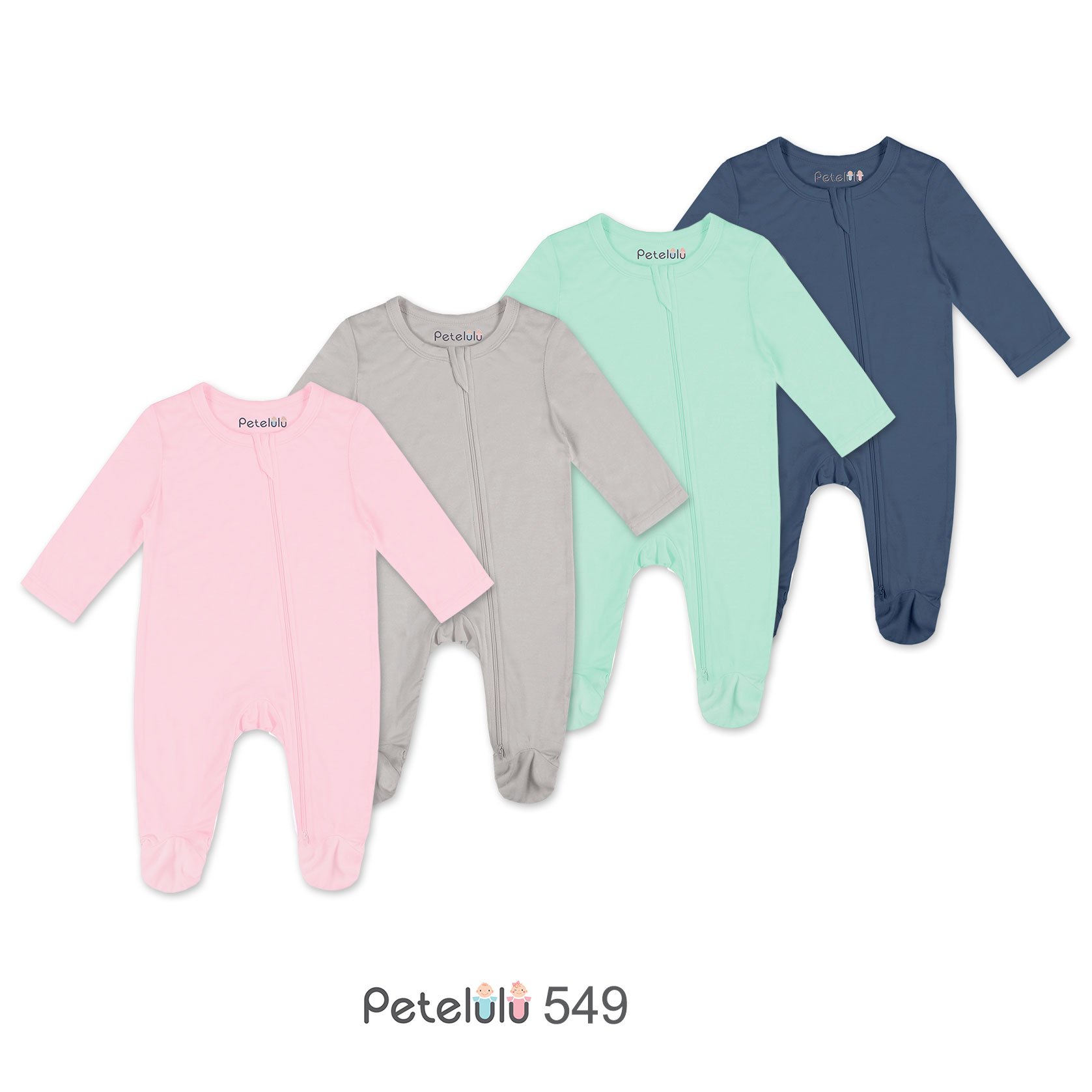 Spandex Fiber Baby Footed Romper Wholesale Bamboo Zipper Organic Bamboo Long Sleeve Spring Full Unisex Infant Custom Solid Color