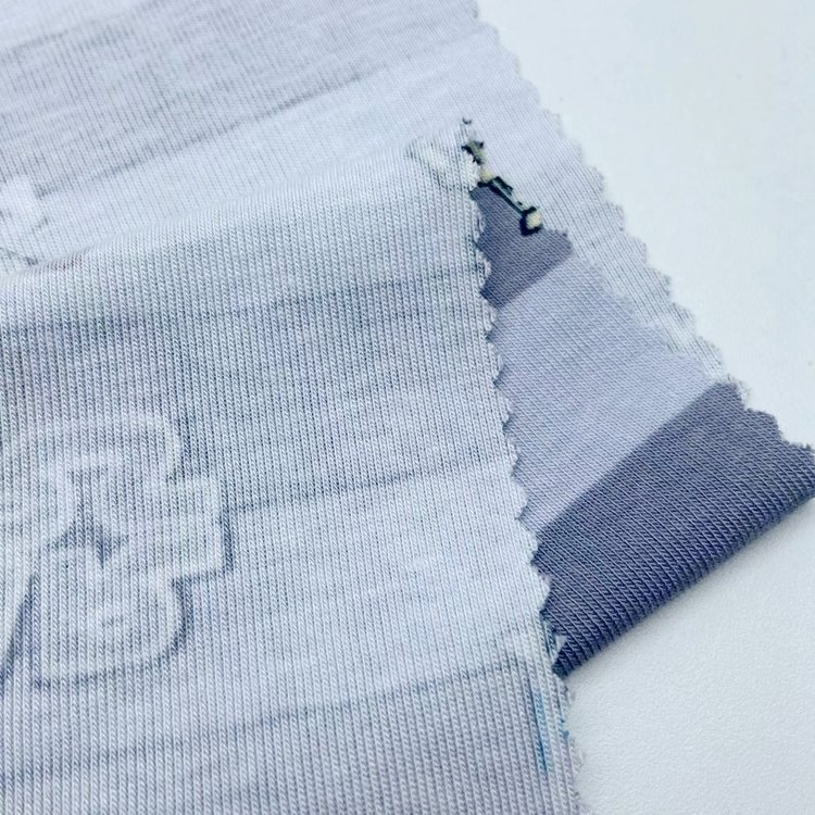Cute grey stripe star cartoon wars printed stretch cotton bamboo fiber 1*1 knit rib jersey fabric for kids
