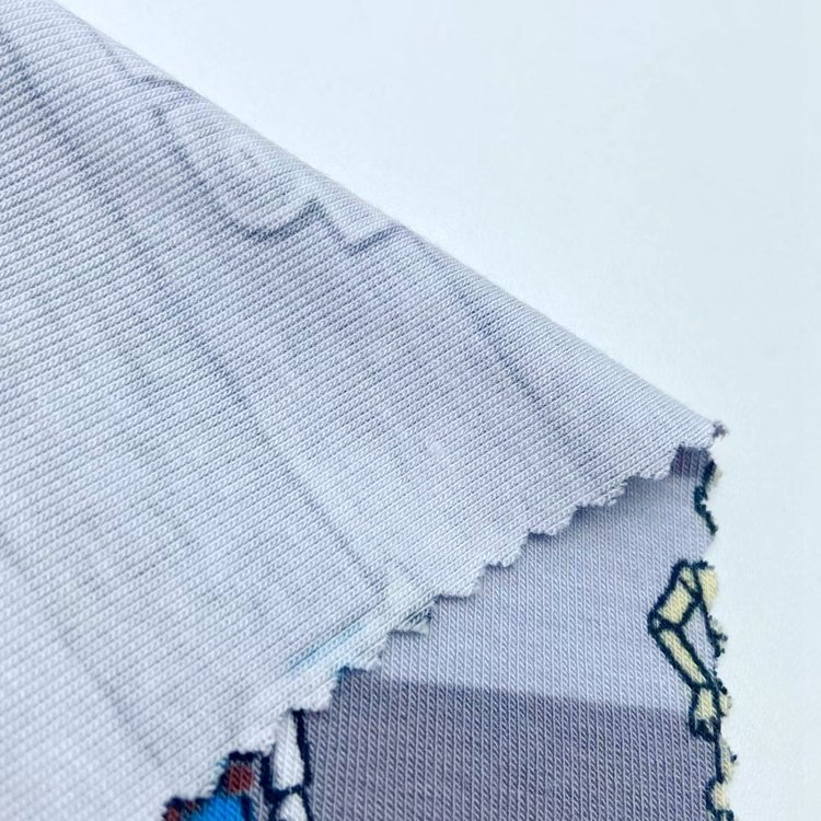 Cute grey stripe star cartoon wars printed stretch cotton bamboo fiber 1*1 knit rib jersey fabric for kids