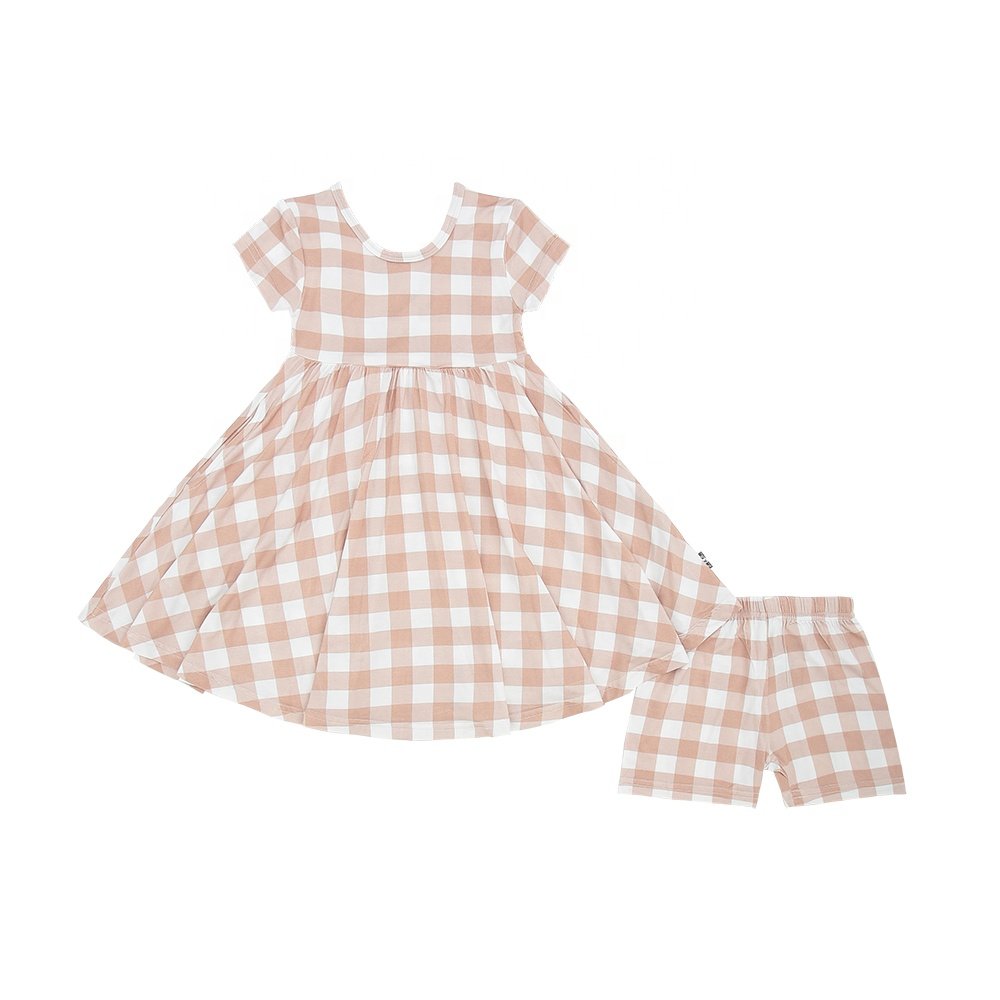 Factory Price hot sale Suit Set Custom Printing Sleeveless Bamboo Viscose Fabric Baby Girls Dress loose-fitting baby clothes