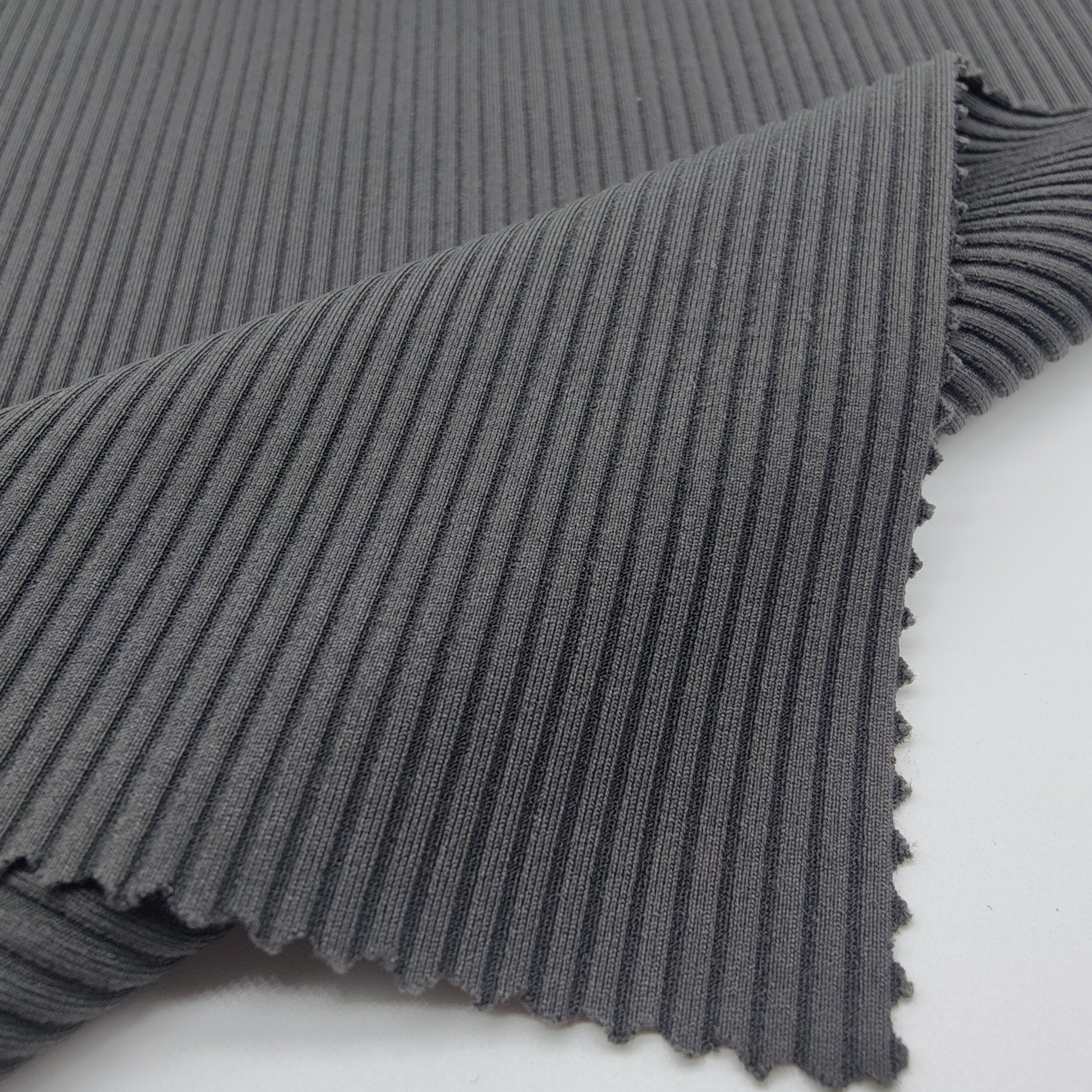 340gsm Clothing Rib Fabric Knitted 85 Nylon 15 Spandex Ribbed Textured Swimwear Fabric