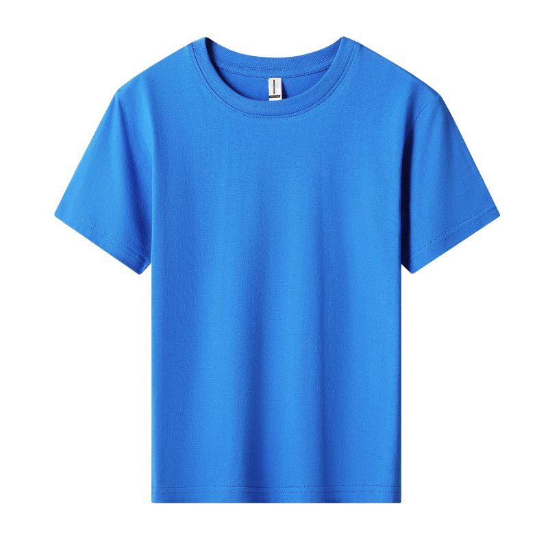 HMY Unisex Kids' O-Neck T-Shirt Customizable Blank Design Casual Loose Fit Short Sleeves Printed Solid Jersey Fabric Plain Dyed