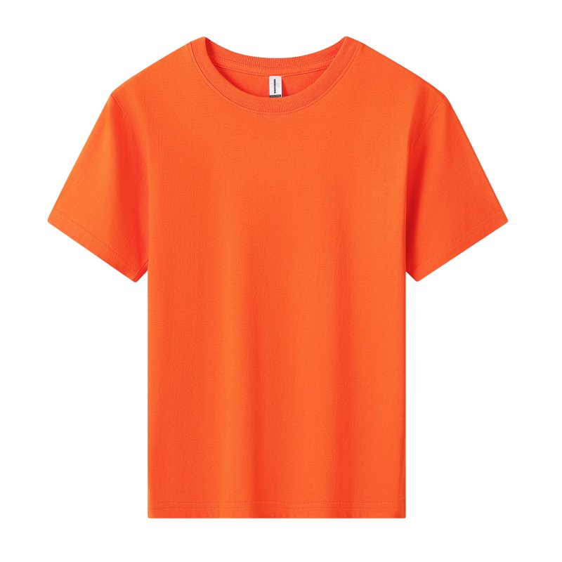 HMY Unisex Kids' O-Neck T-Shirt Customizable Blank Design Casual Loose Fit Short Sleeves Printed Solid Jersey Fabric Plain Dyed