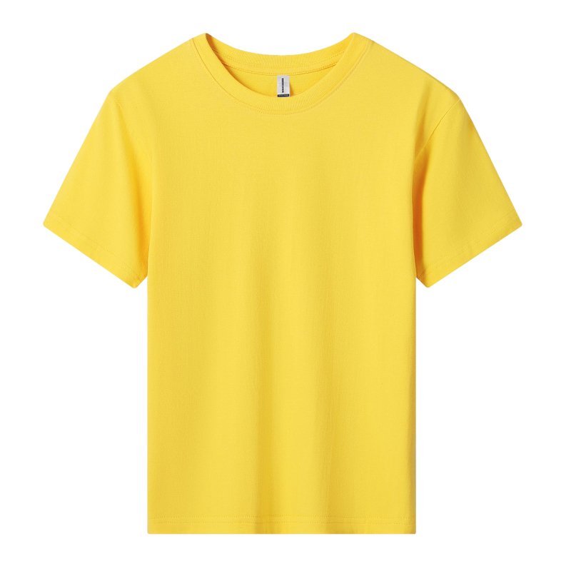 HMY Unisex Kids' O-Neck T-Shirt Customizable Blank Design Casual Loose Fit Short Sleeves Printed Solid Jersey Fabric Plain Dyed
