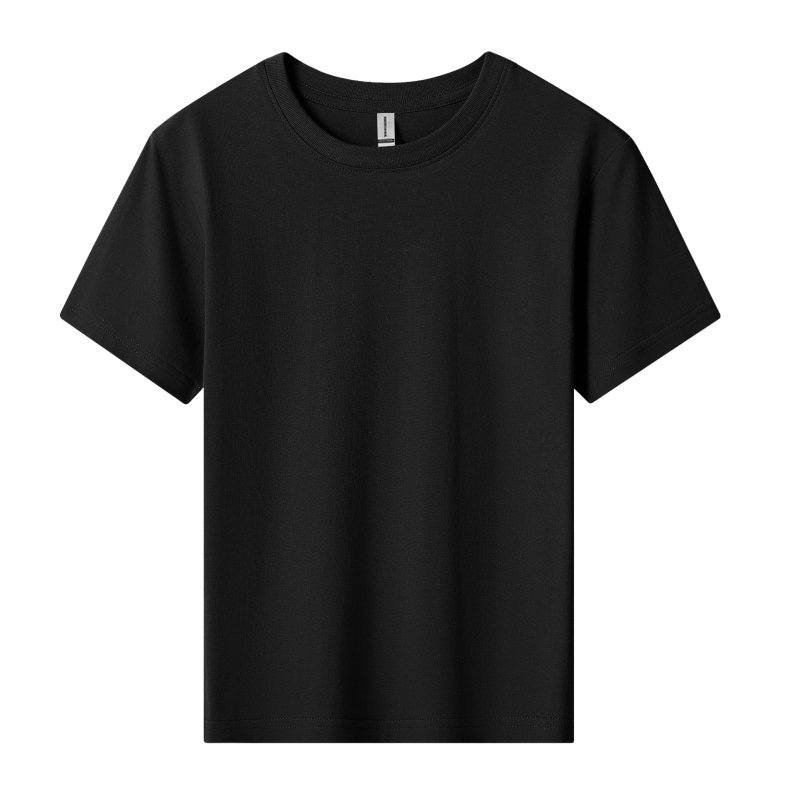 HMY Unisex Kids' O-Neck T-Shirt Customizable Blank Design Casual Loose Fit Short Sleeves Printed Solid Jersey Fabric Plain Dyed