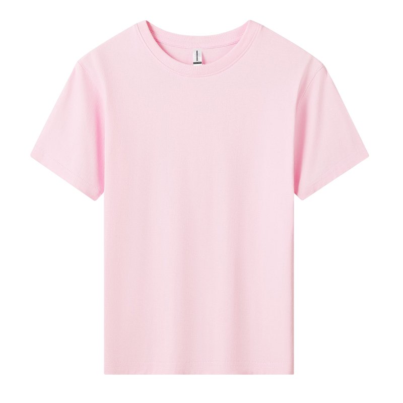 HMY Unisex Kids' O-Neck T-Shirt Customizable Blank Design Casual Loose Fit Short Sleeves Printed Solid Jersey Fabric Plain Dyed