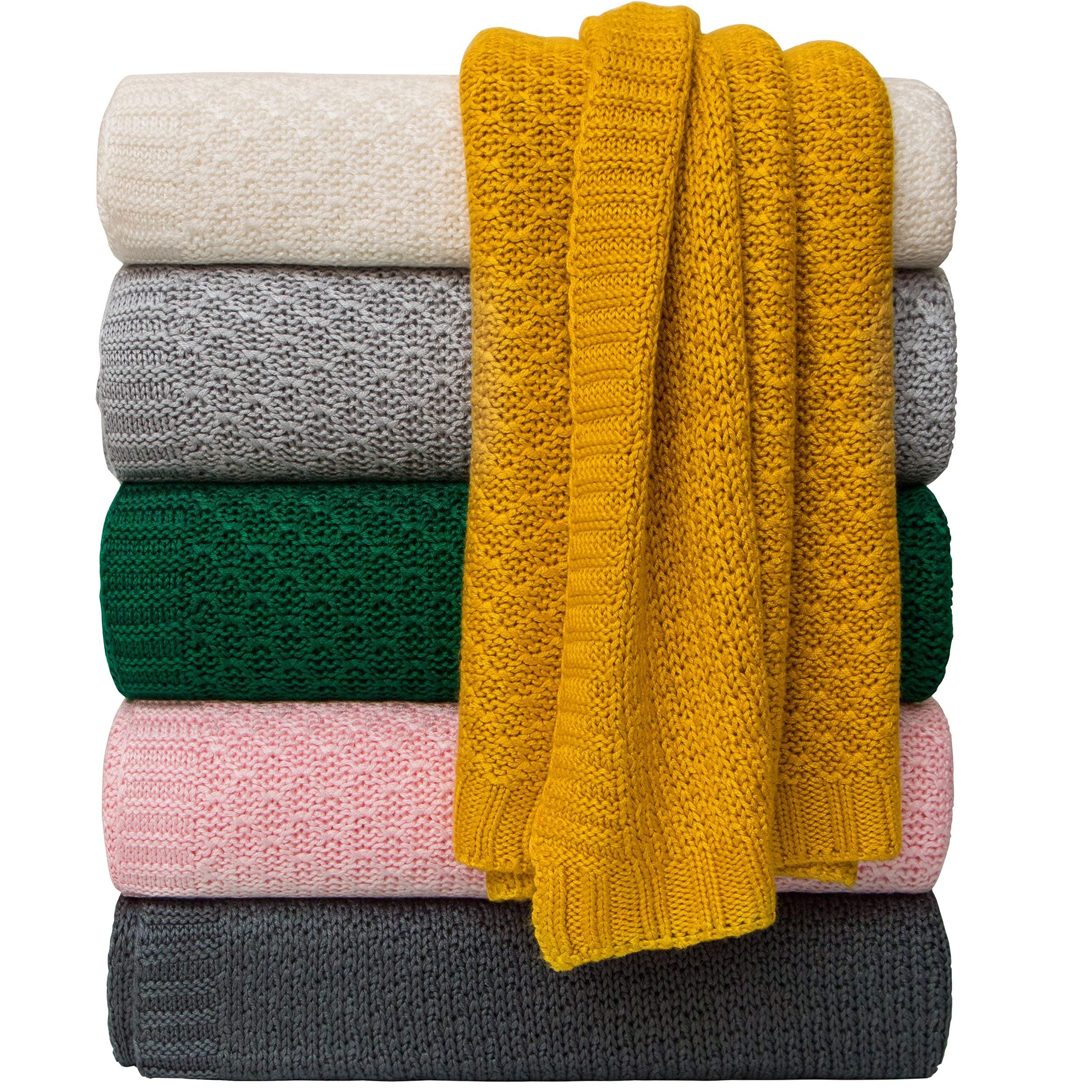 PLHAN Rayon Derived from Bamboo Soft and Breathable Cooling Baby Blanket Cable Knit Toddler And Adult Bedding Blanket