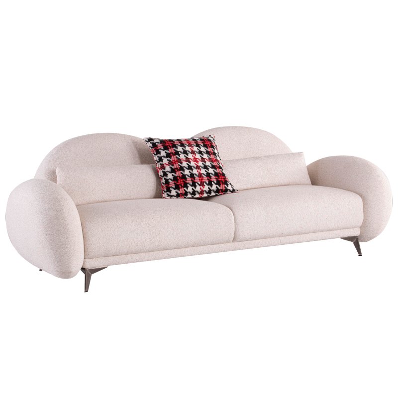 Nordic Style Living Room Furniture Seat Wood Frame Sponge Cushion Fabric Sofa For Home Hotel Apartment