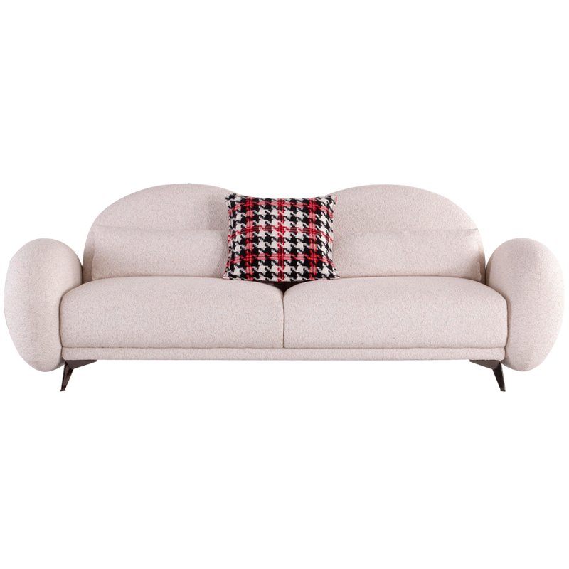 Nordic Style Living Room Furniture Seat Wood Frame Sponge Cushion Fabric Sofa For Home Hotel Apartment