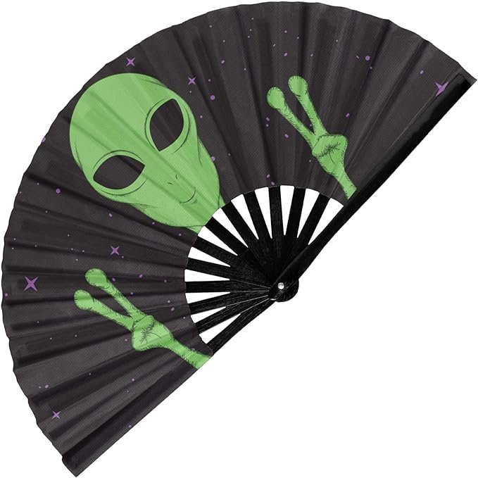 UV Rave Hand Fan Large Rave Clack Folding Hand Fan for Men/Women for EDM, Music Festival, Club, Event, Party, Dance, Decoration