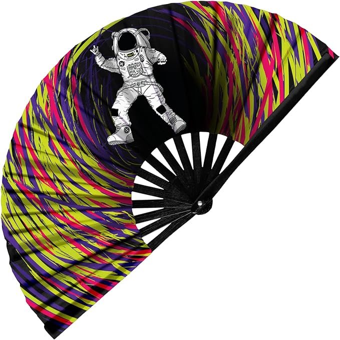UV Rave Hand Fan Large Rave Clack Folding Hand Fan for Men/Women for EDM, Music Festival, Club, Event, Party, Dance, Decoration