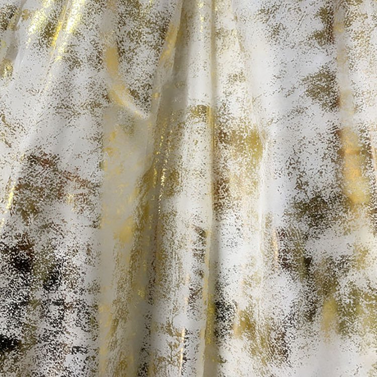 Wholesale 150cm lightweight 100% polyester soft bronzing chiffon floral shiny fabric with glitter