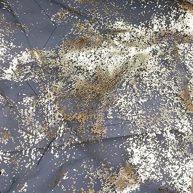 Wholesale 150cm lightweight 100% polyester soft bronzing chiffon floral shiny fabric with glitter