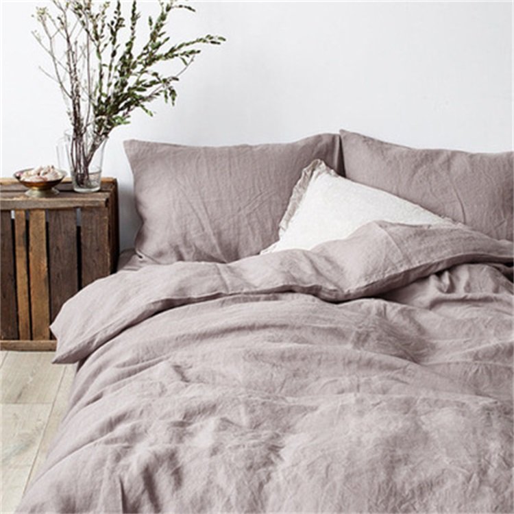 Custom high quality white natural 100% linen Queen King Super king size bedroom bedding sets