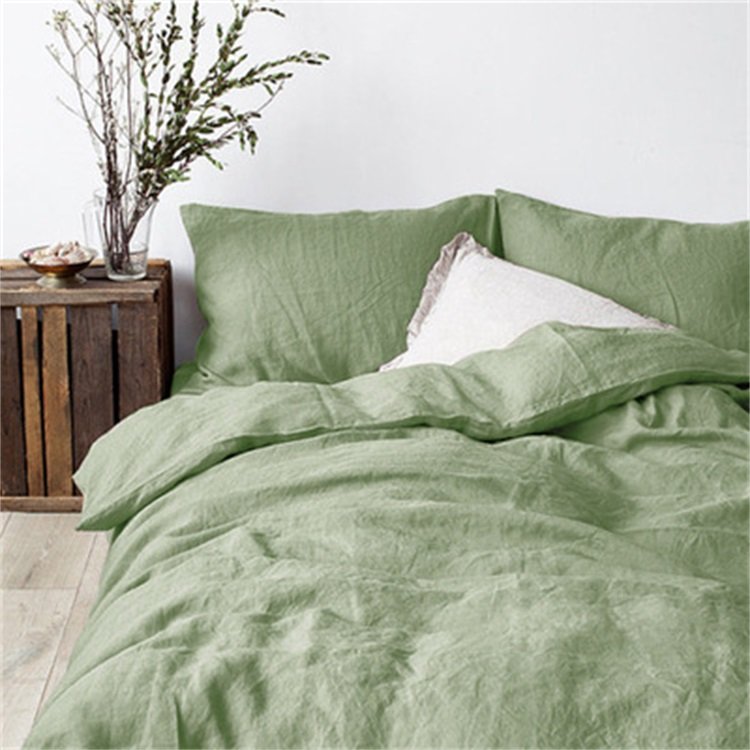 Custom high quality white natural 100% linen Queen King Super king size bedroom bedding sets