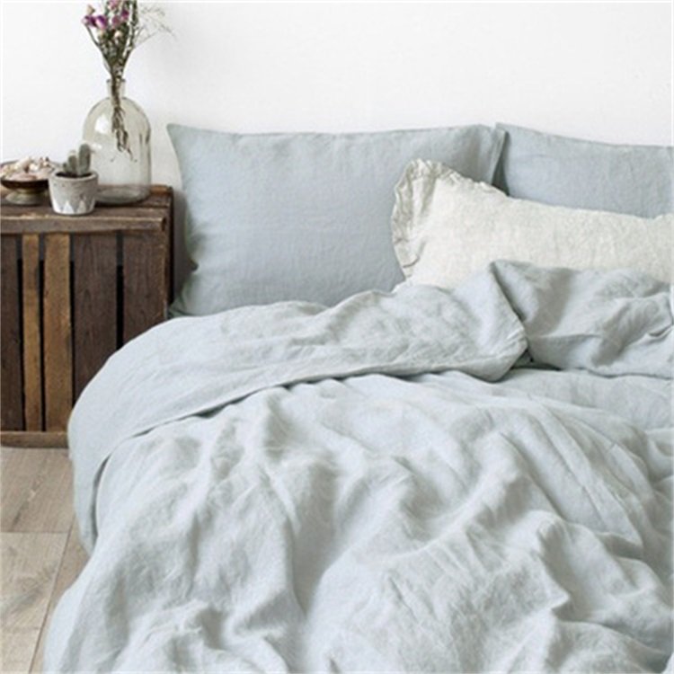 Custom high quality white natural 100% linen Queen King Super king size bedroom bedding sets