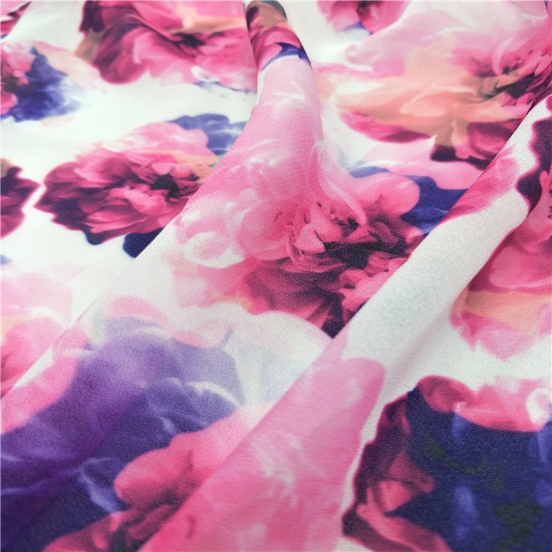Mango Custom Digital printed floral design 100% polyester 75D pearl chiffon fabric for hijab