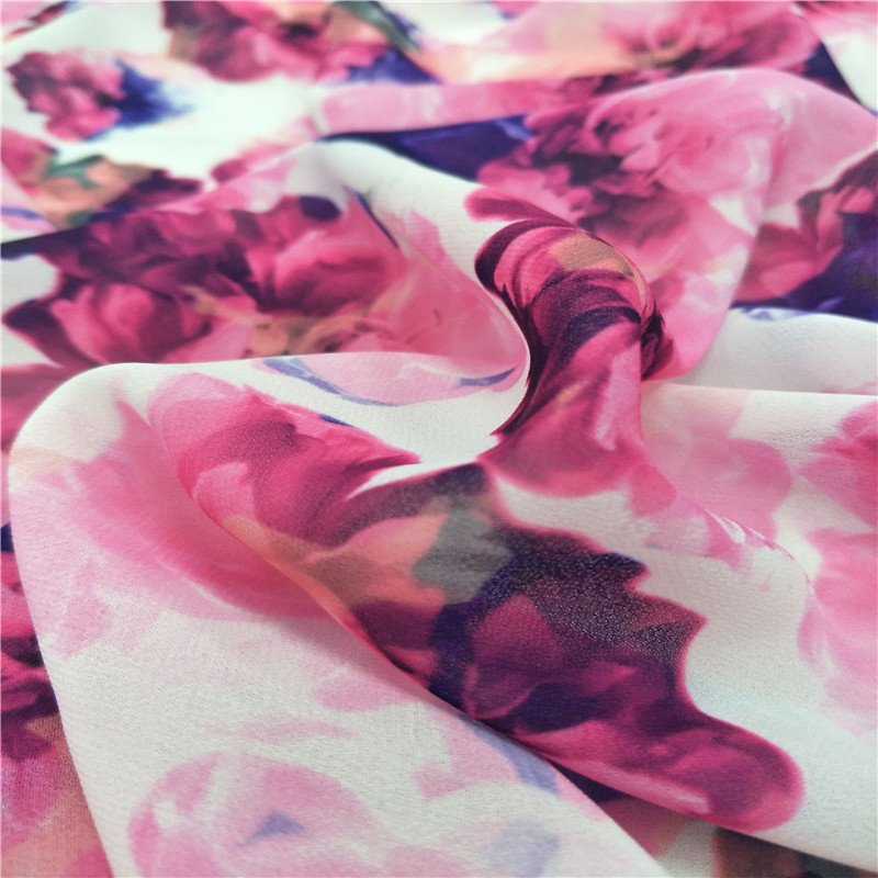Mango Custom Digital printed floral design 100% polyester 75D pearl chiffon fabric for hijab