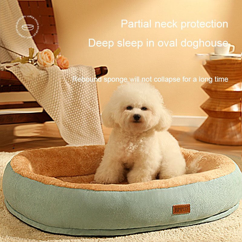 2022 Washable Winter Warm Dog Bed Oval Cat Kennel Folded Soft Pet Nest Plush Durable Anti-slip Rabbit Hair Pet Cat Beds