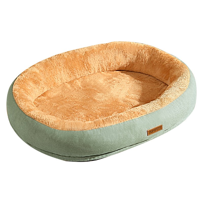 2022 Washable Winter Warm Dog Bed Oval Cat Kennel Folded Soft Pet Nest Plush Durable Anti-slip Rabbit Hair Pet Cat Beds