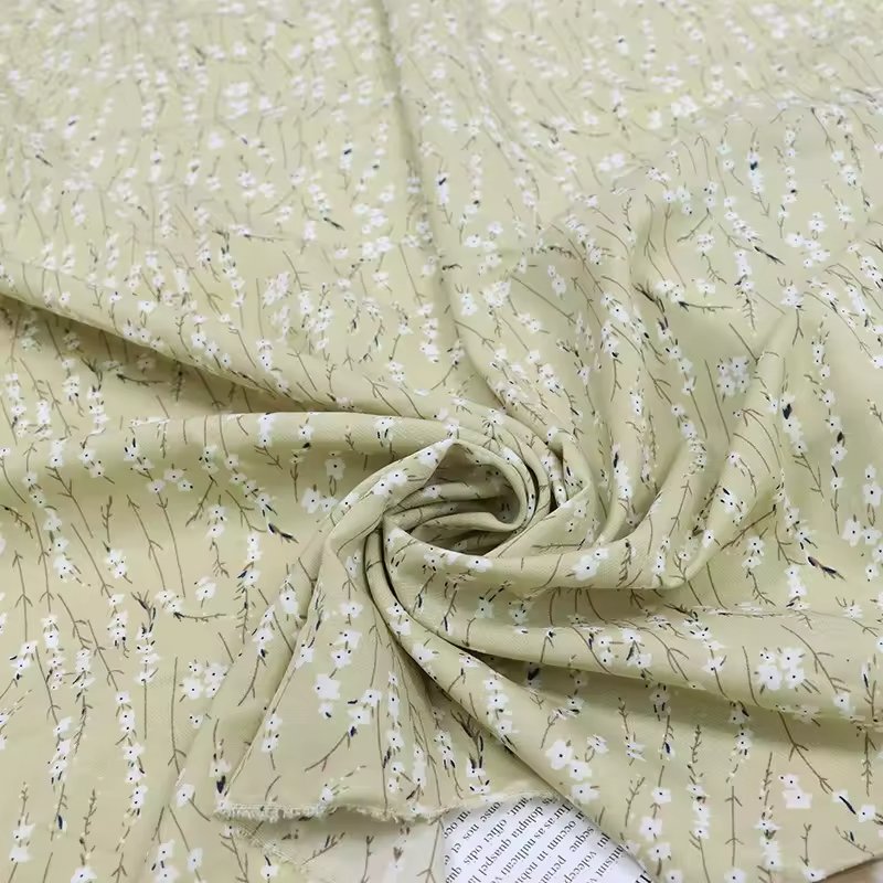 High Quality Fashion Long Chiffon Print Dress Small Fresh Four-Sided Elastic Polyester Fabric Woven Pattern