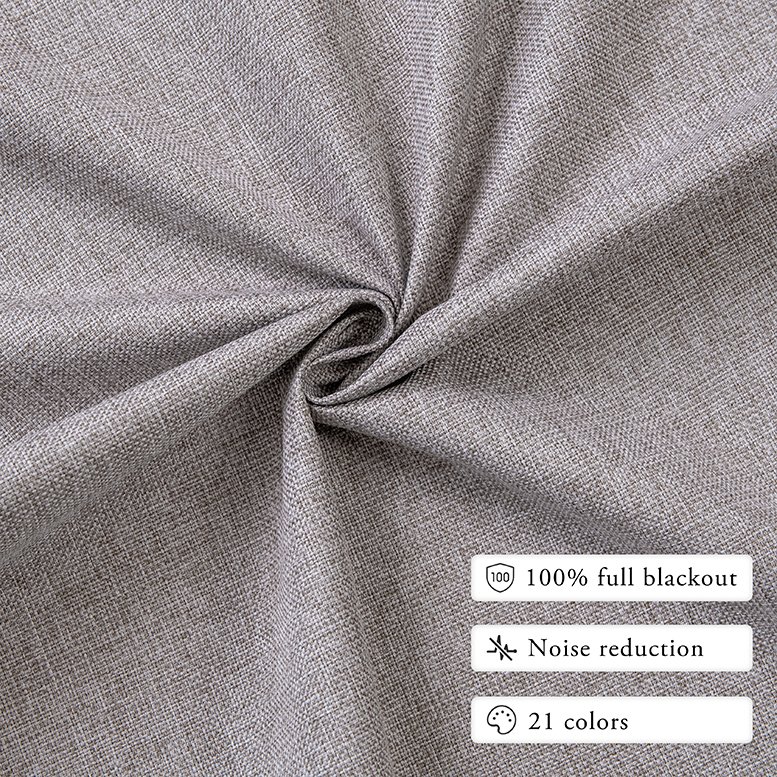 100% Full Blackout 320cm Wide Designer Window Drapes Cotton Linen Look Plain Style Curtain Fabric Roll for Big Windows
