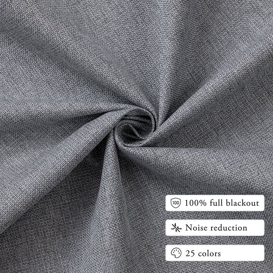 100% Full Blackout 320cm Wide Designer Window Drapes Cotton Linen Look Plain Style Curtain Fabric Roll for Big Windows
