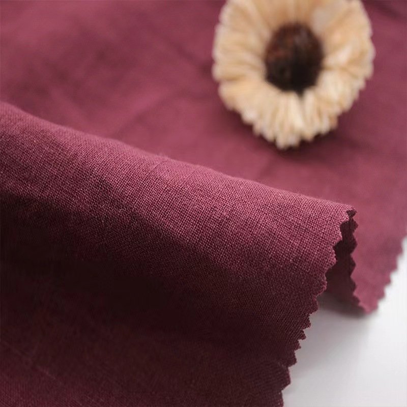 Hot selling plain color 14s pure linen fabric Eco-friendly breathable wholesale for clothing