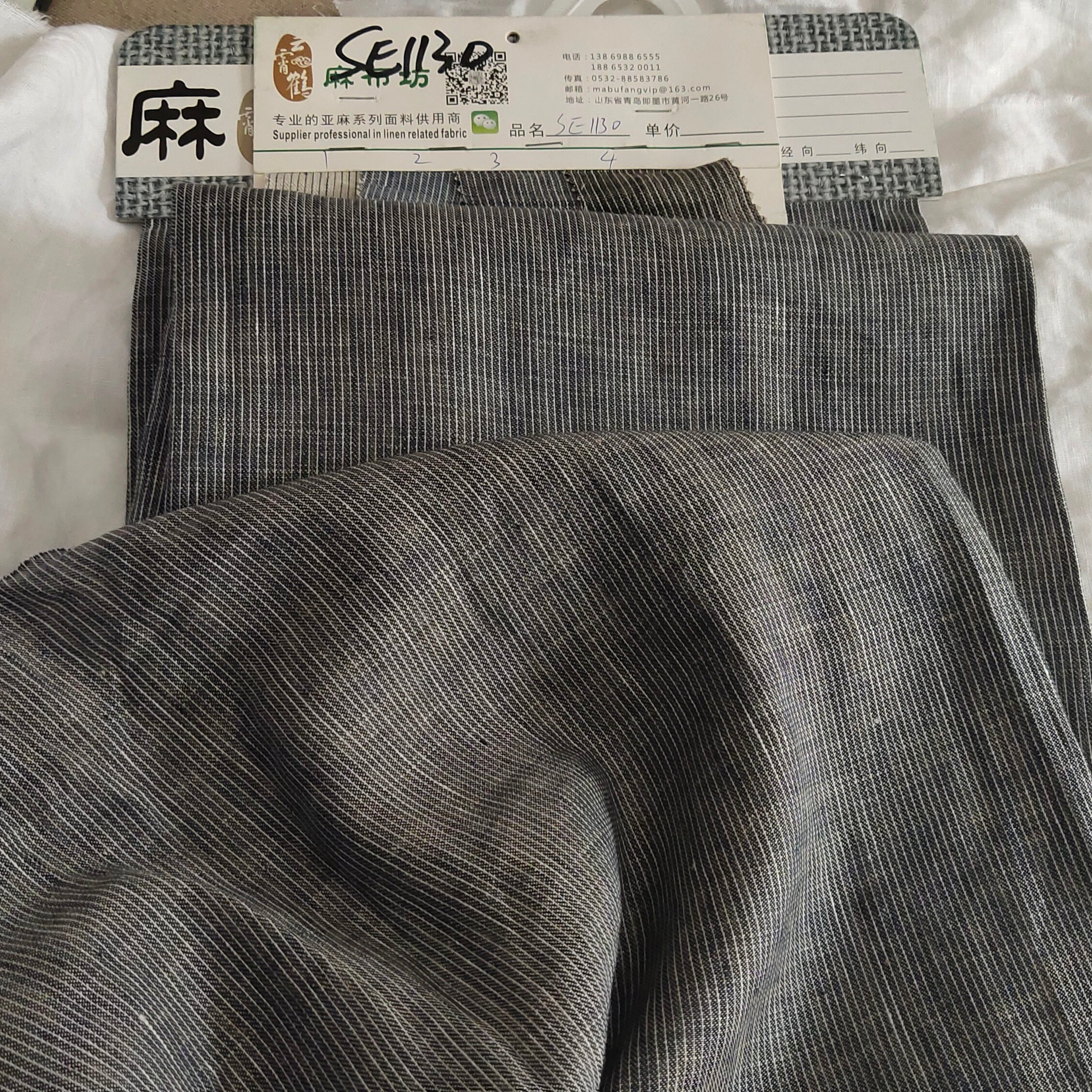 Fashion High Quality Yarn Dyed Stripe 100%Pure Flax Linen Fabric for Garment in stock lot