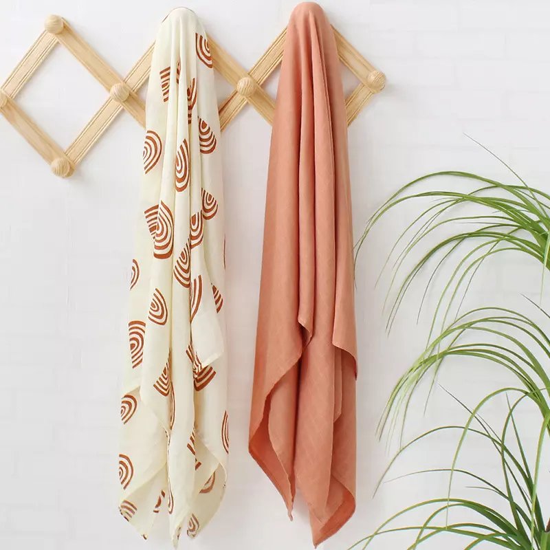 2022 New Color Gots Organic Bamboo Cotton pure color Solid Plain Baby Muslin throw Blanket For Summer Spring
