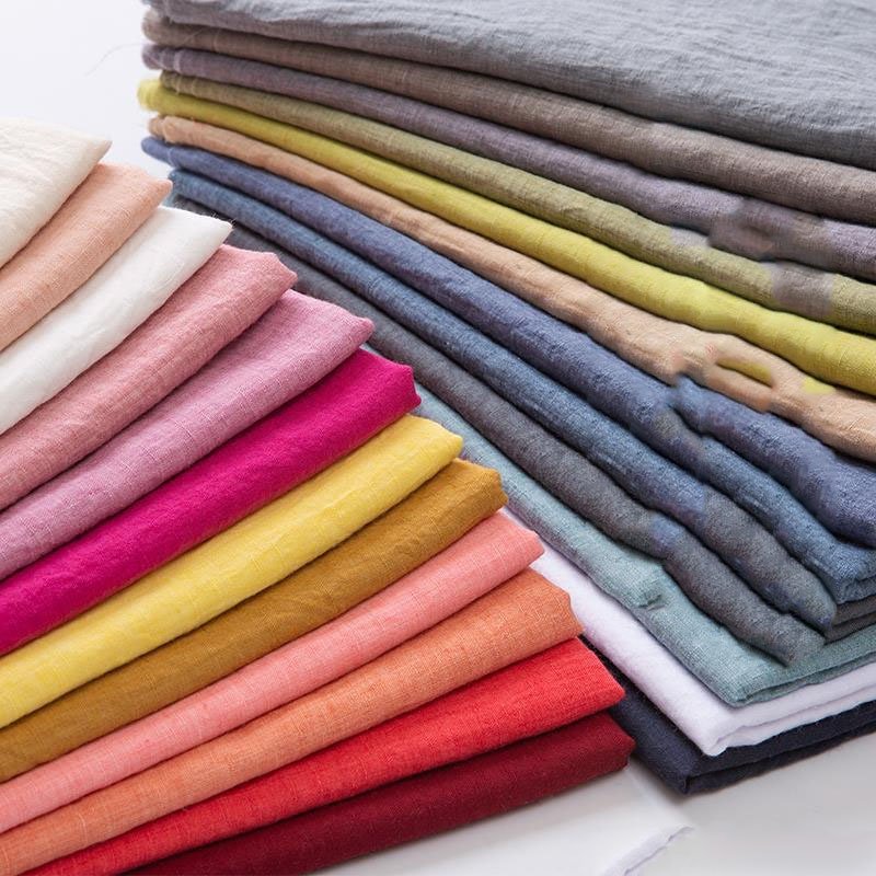 Wholesale 100% Pure Linen Plain Dyed Sand Wash Fabric