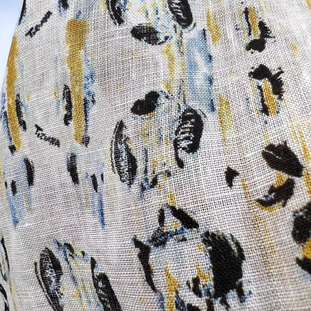 Customized digital printed light weight 100% linen fabric for Boyfriend Shirts