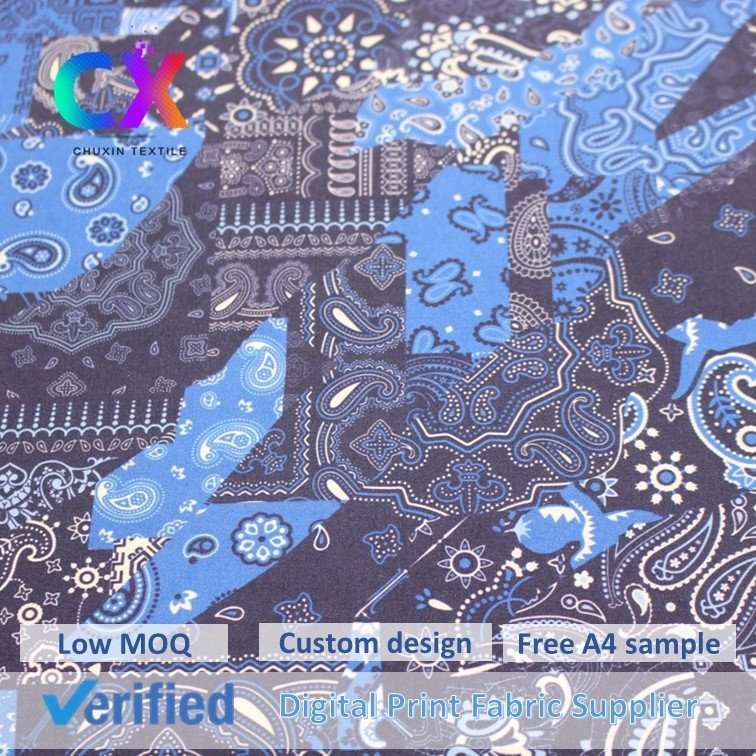 China Fashion Custom Paisley Design Breathable Anti-pill Woven Printed Plain 100% Linen Fabrics for Garment