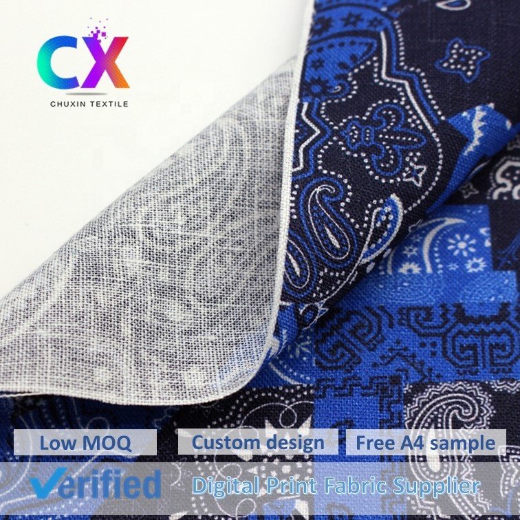 China Fashion Custom Paisley Design Breathable Anti-pill Woven Printed Plain 100% Linen Fabrics for Garment