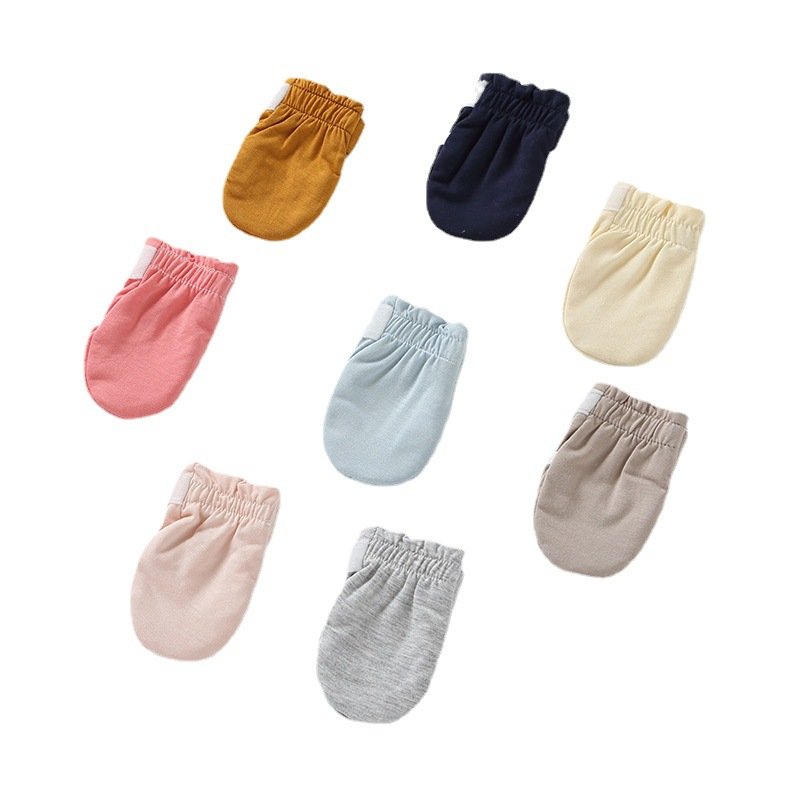2021 Knit Cotton Bamboo Fiber 0-6 Months Infant Toddler Baby No Scratch Hand Teething Gloves Mittens Newborn Baby Mittens