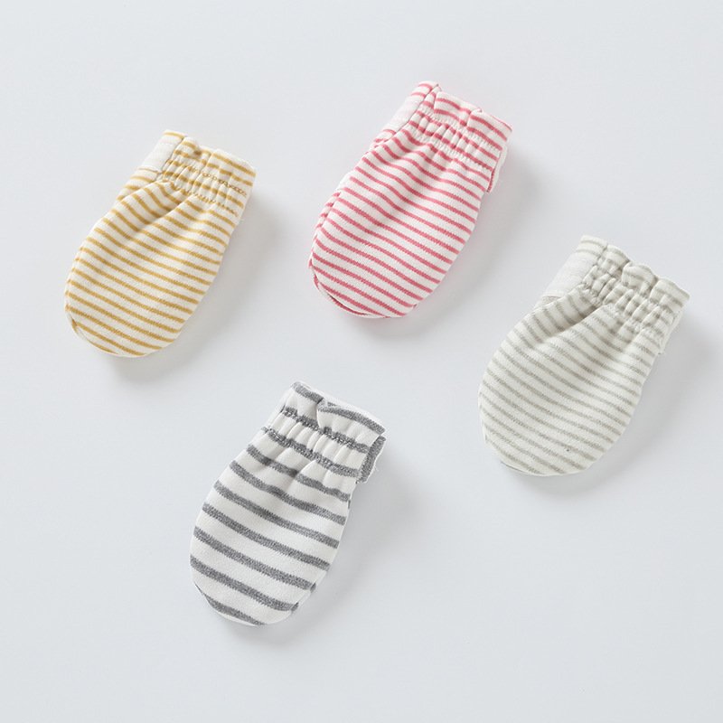 2021 Knit Cotton Bamboo Fiber 0-6 Months Infant Toddler Baby No Scratch Hand Teething Gloves Mittens Newborn Baby Mittens