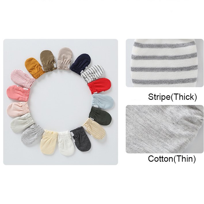 2021 Knit Cotton Bamboo Fiber 0-6 Months Infant Toddler Baby No Scratch Hand Teething Gloves Mittens Newborn Baby Mittens