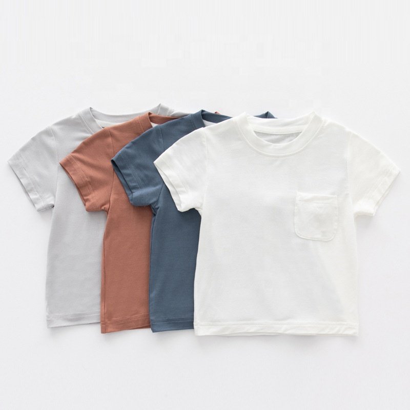 Custom Bamboo baby short sleeved T-shirt summer half sleeved baby summer outfit outer top quality soft kids T-shirt