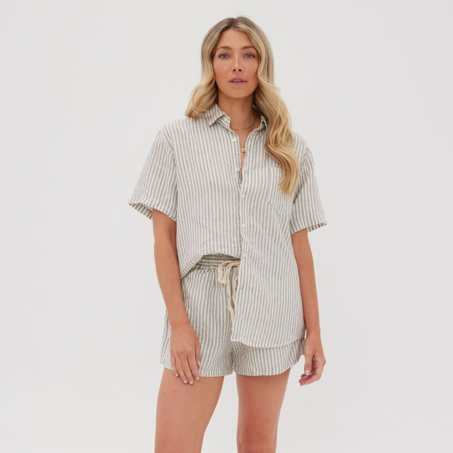 100% Natural Linen Yarn-Dyed Plaid Garment Fabric Customized Spring Woven Shirt for Girls Boys