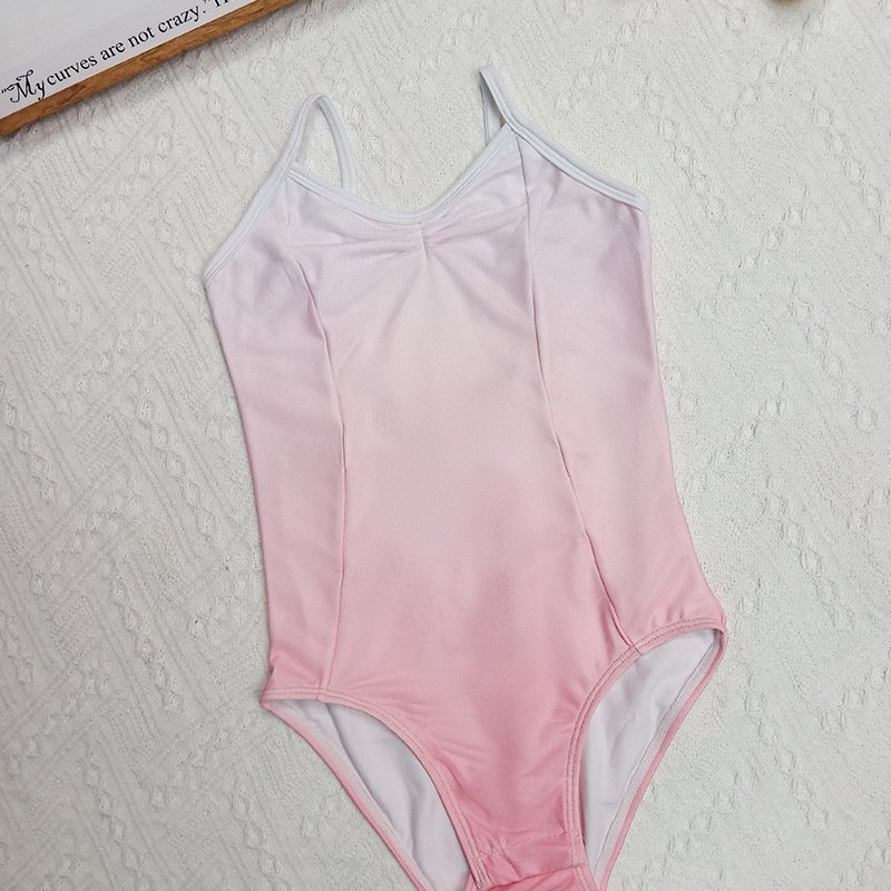 Children Camisole Cotton Ballet Leotards Girls Low Back Mesh Splice Dance Leotard