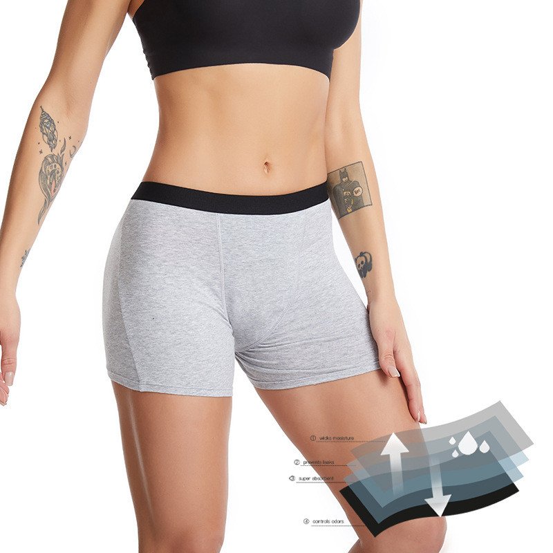 Overnight Period Shorts for Women Bamboo Viscose Absorbent Sleep Period Boyshorts Heavy Flow Menstrual Boxer Panties