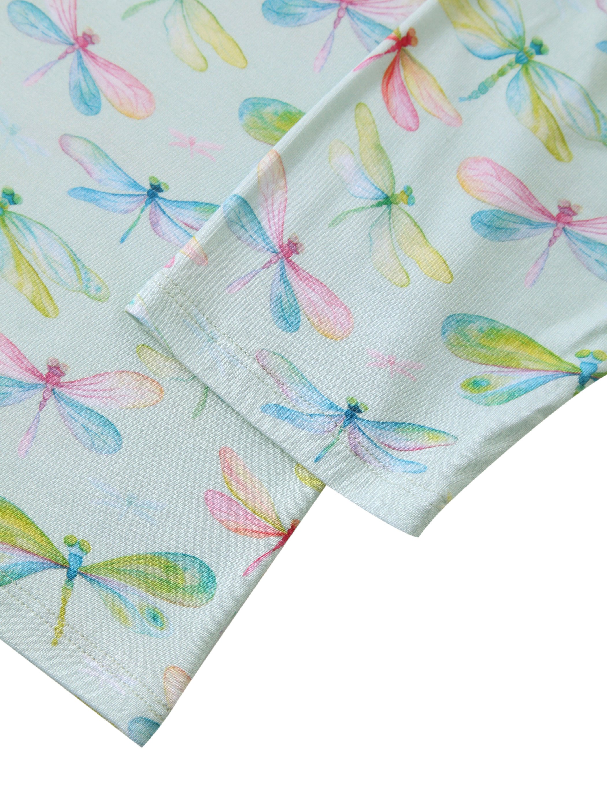 OEKO-TEX Certified Women's Comfortable Bamboo Fiber Fabric Pajamas Customizable Long Sleeve Pants Dragonfly Sleepwear Girls