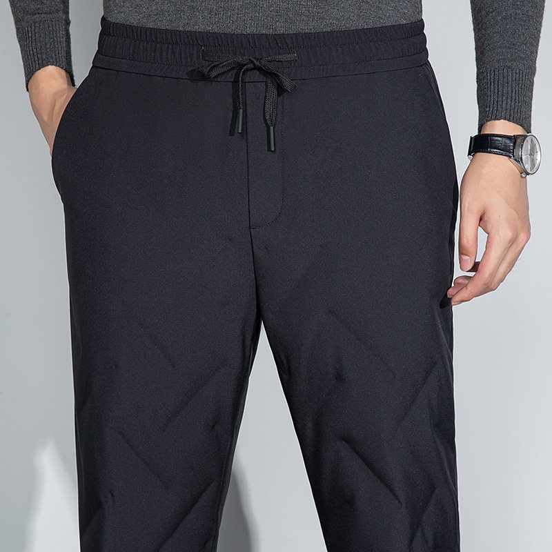 Men's Winter Thick Cotton Pants XL Size Fitness Style Washed Printed Decorated Knitted Fabric Pocket Colorful Pattern Logo Waist
