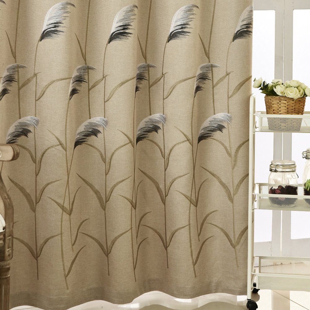 Farmhouse Style Floral Embroidery Linen Textured Blackout Curtains for Living Room Bedroom Luxury Silver Grommet Window Drape