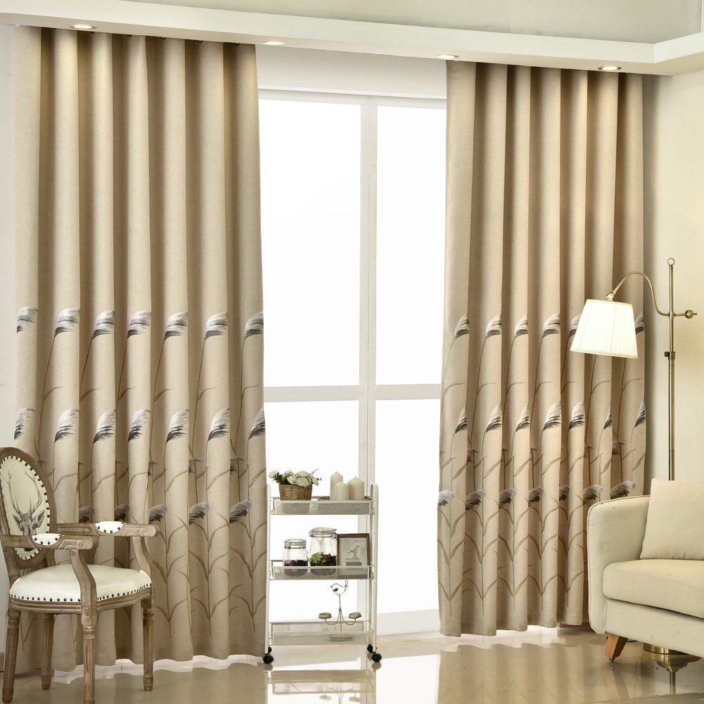 Farmhouse Style Floral Embroidery Linen Textured Blackout Curtains for Living Room Bedroom Luxury Silver Grommet Window Drape